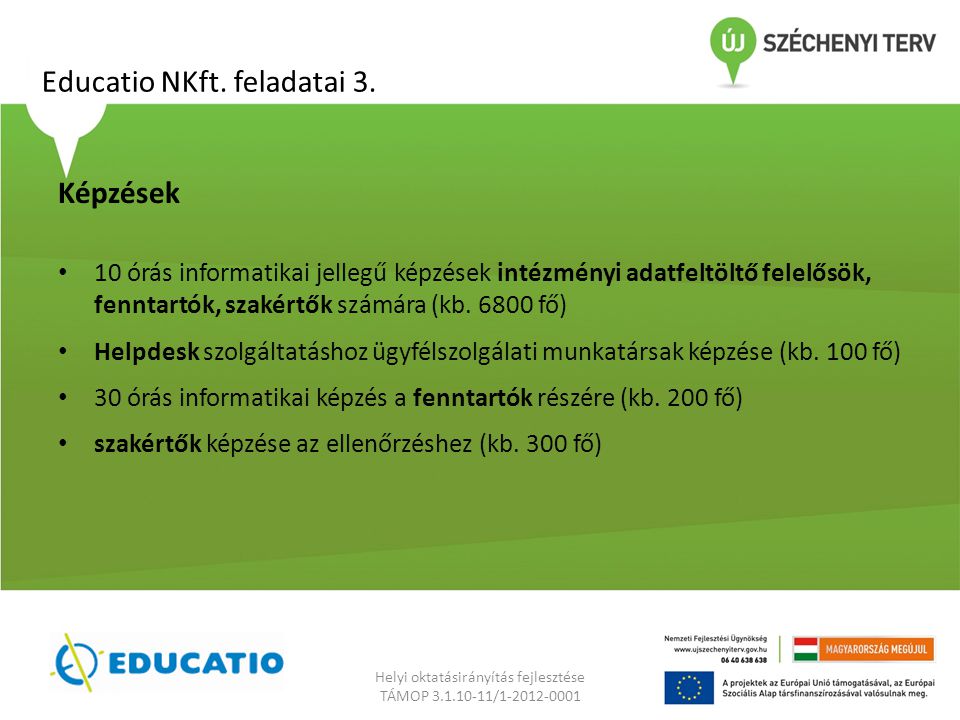 Educatio NKft. feladatai 3.
