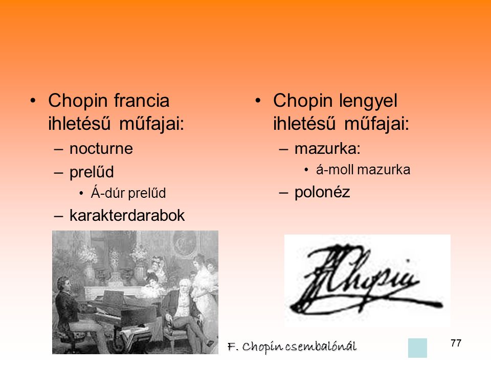 Chopin francia ihletésű műfajai: Chopin lengyel ihletésű műfajai: