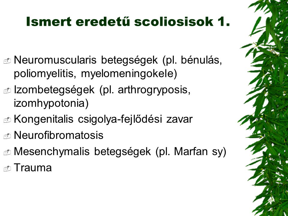 Ismert eredetű scoliosisok 1.