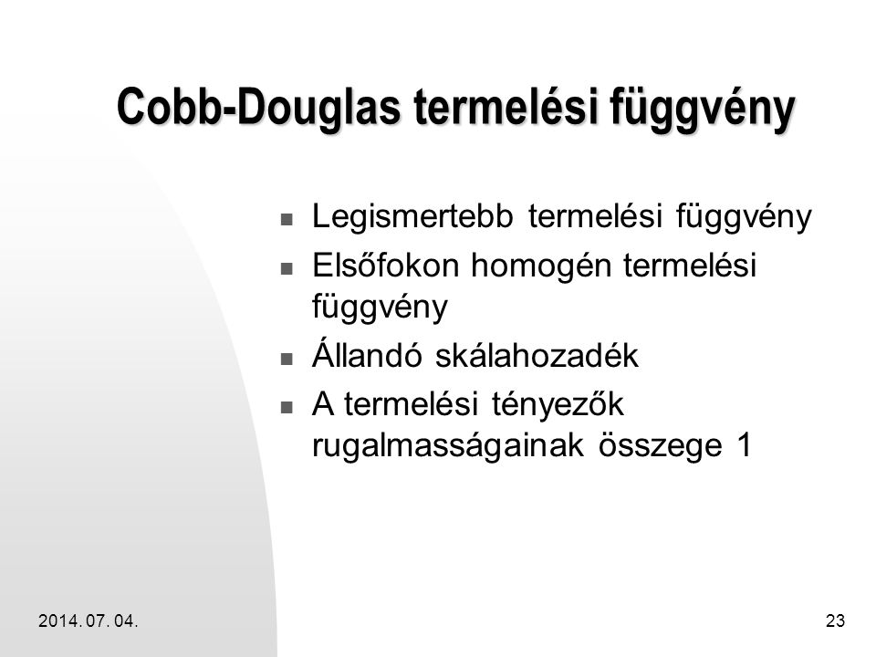 Cobb-Douglas termelési függvény