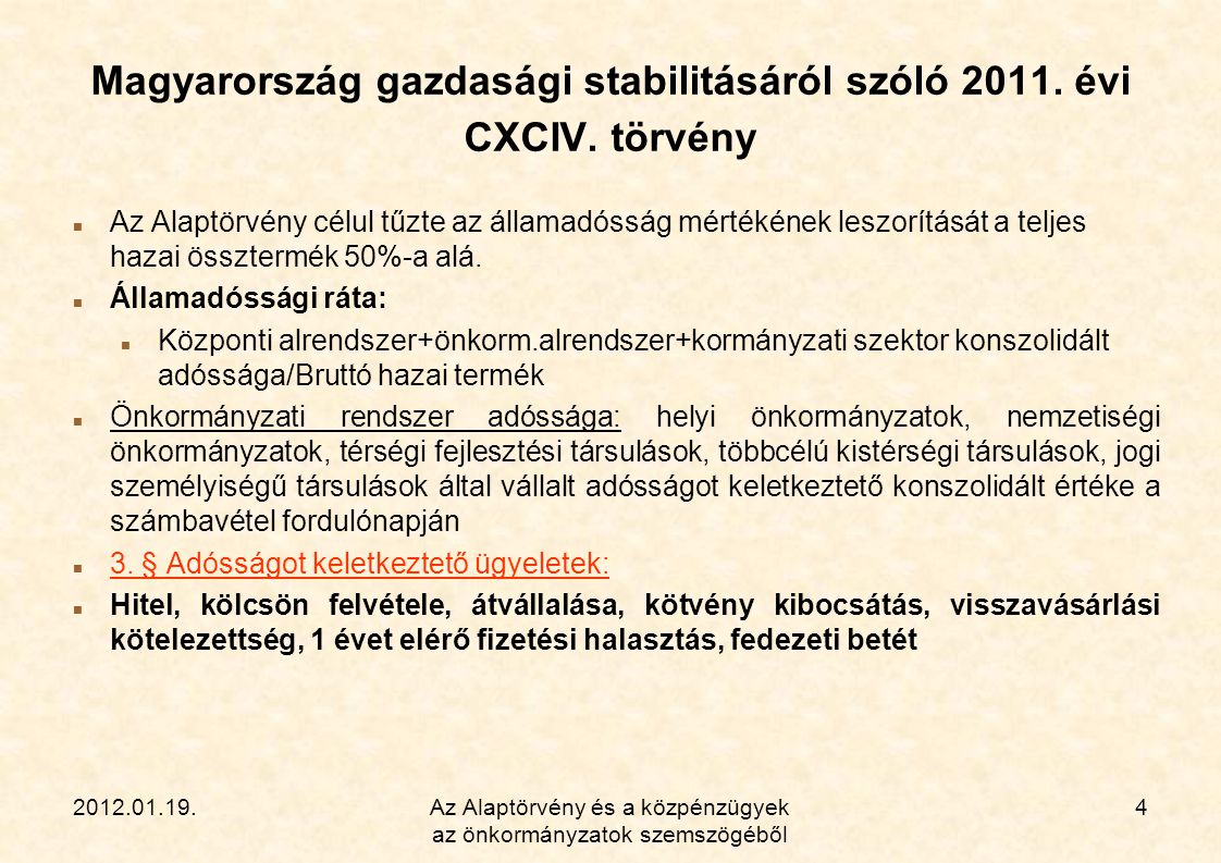 Magyarország gazdasági stabilitásáról szóló évi CXCIV. törvény