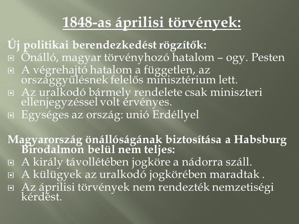 1848-as áprilisi törvények: