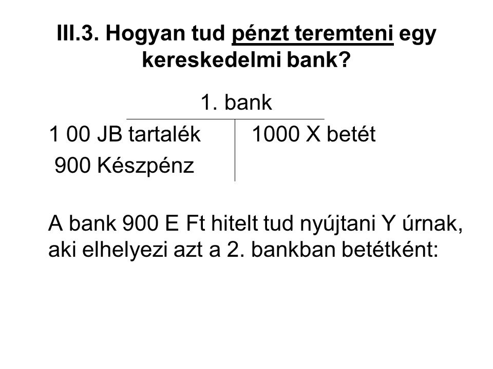 III.3. Hogyan tud pénzt teremteni egy kereskedelmi bank