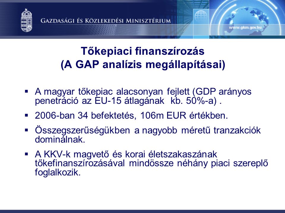 Tőkepiaci finanszírozás (A GAP analízis megállapításai)