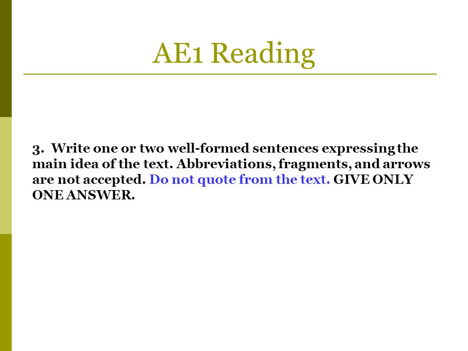 AE1 Reading