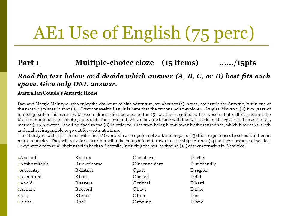 AE1 Use of English (75 perc)