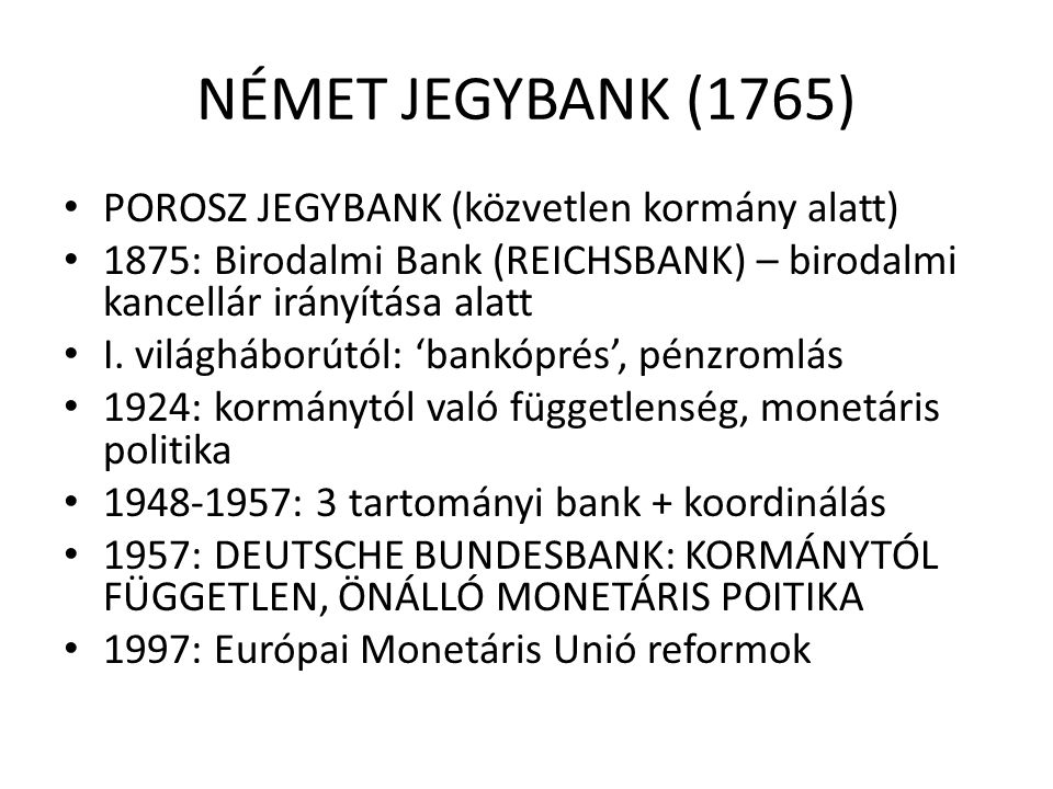 NÉMET JEGYBANK (1765) POROSZ JEGYBANK (közvetlen kormány alatt)