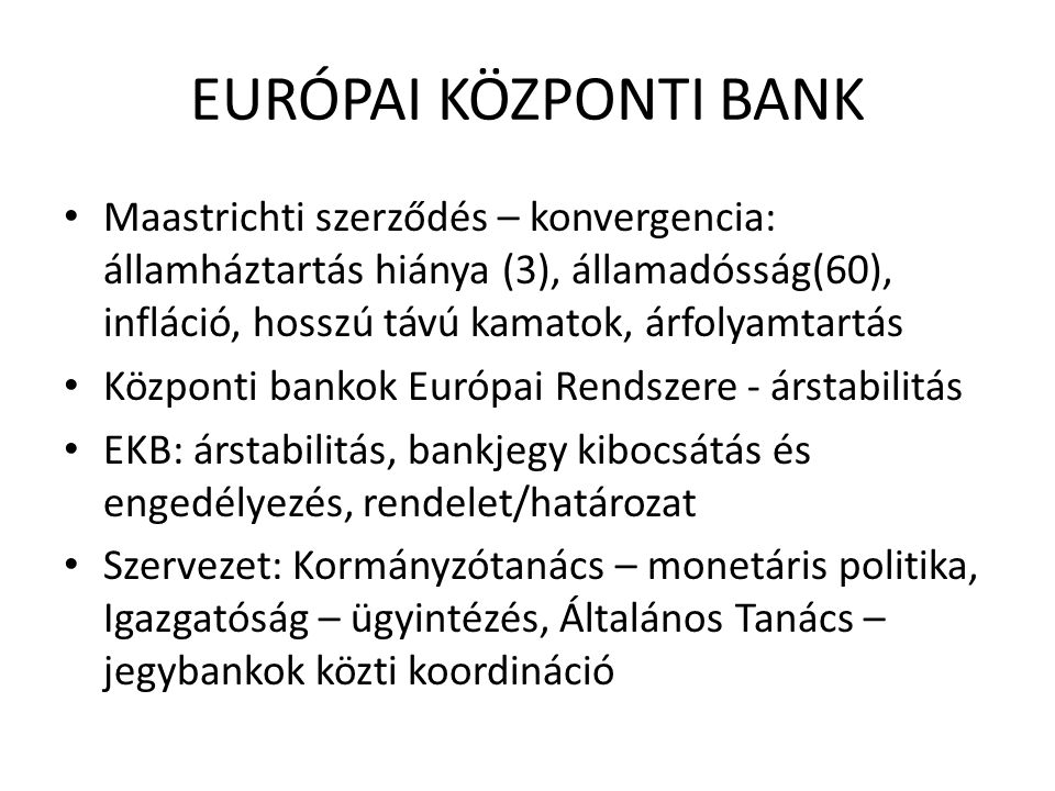 EURÓPAI KÖZPONTI BANK