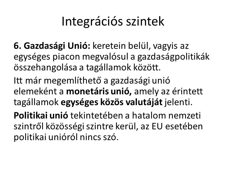 Integrációs szintek