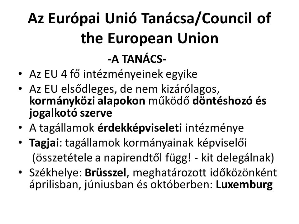 Az Európai Unió Tanácsa/Council of the European Union