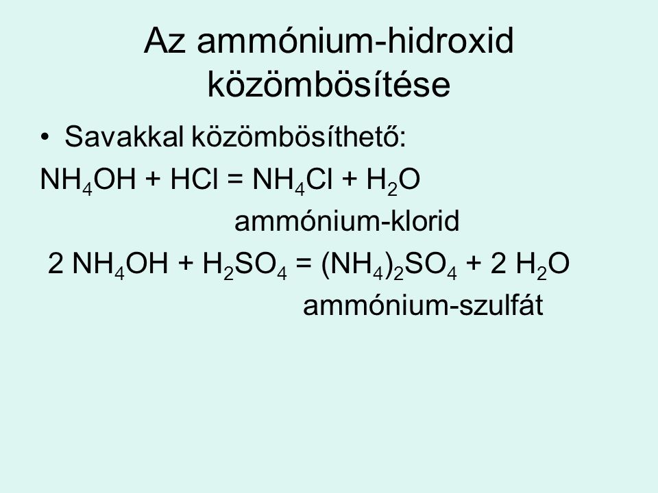 Az ammónium-hidroxid közömbösítése