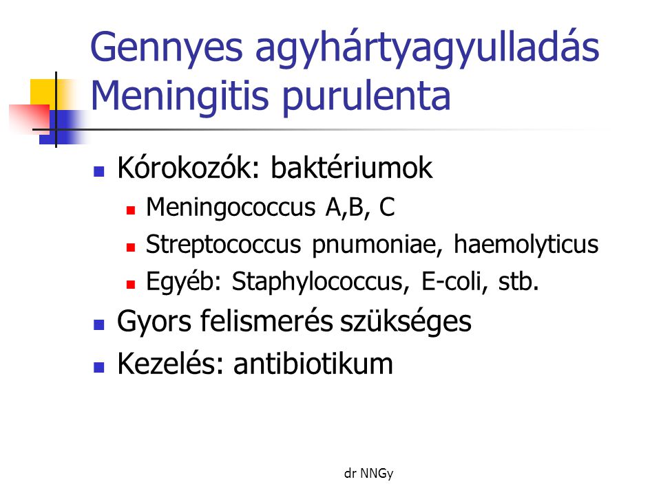 Gennyes agyhártyagyulladás Meningitis purulenta