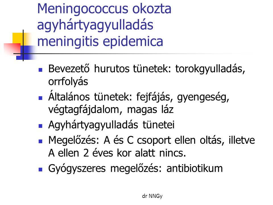 Meningococcus okozta agyhártyagyulladás meningitis epidemica