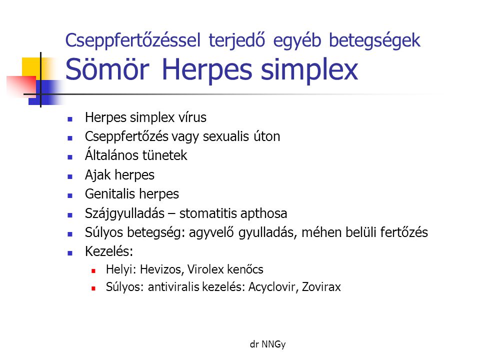 Cseppfertőzéssel terjedő egyéb betegségek Sömör Herpes simplex