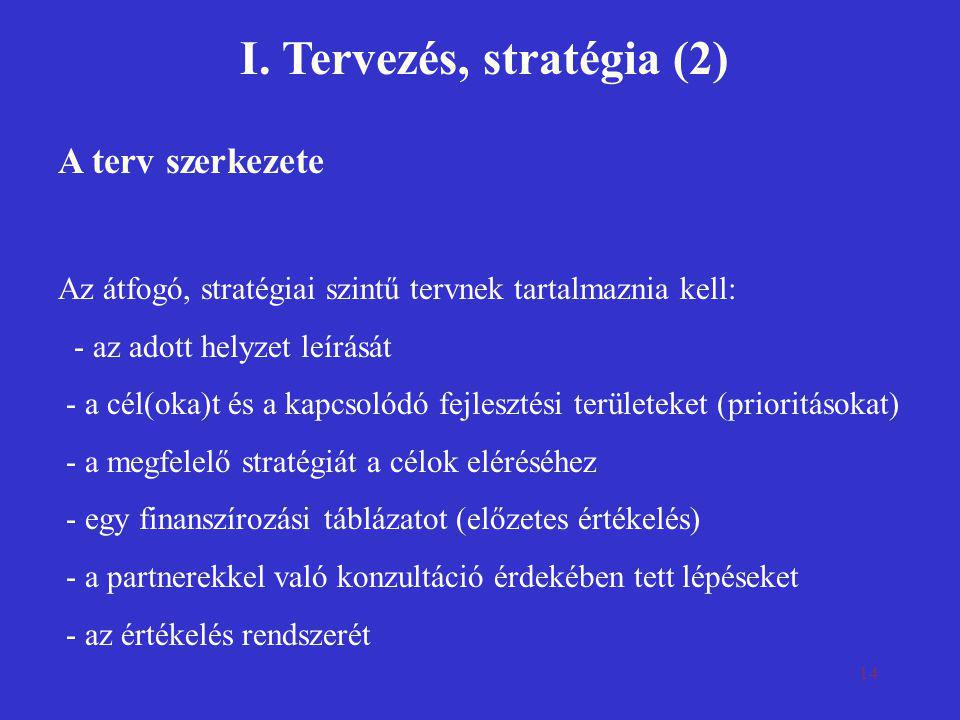 I. Tervezés, stratégia (2)