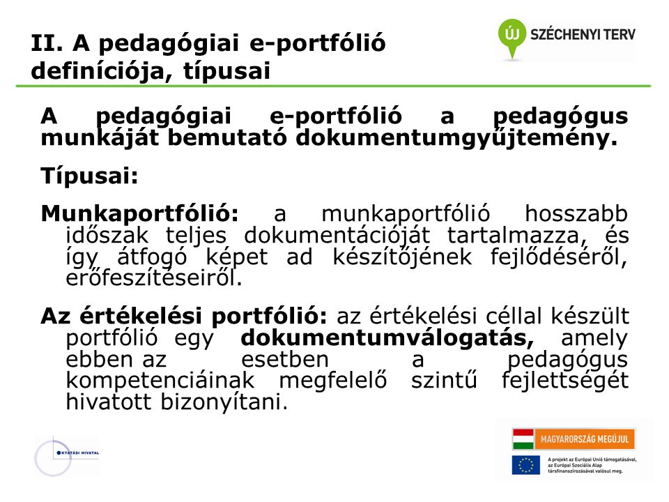 II. A pedagógiai e-portfólió definíciója, típusai