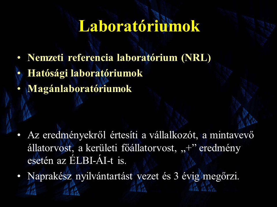 Laboratóriumok Nemzeti referencia laboratórium (NRL)