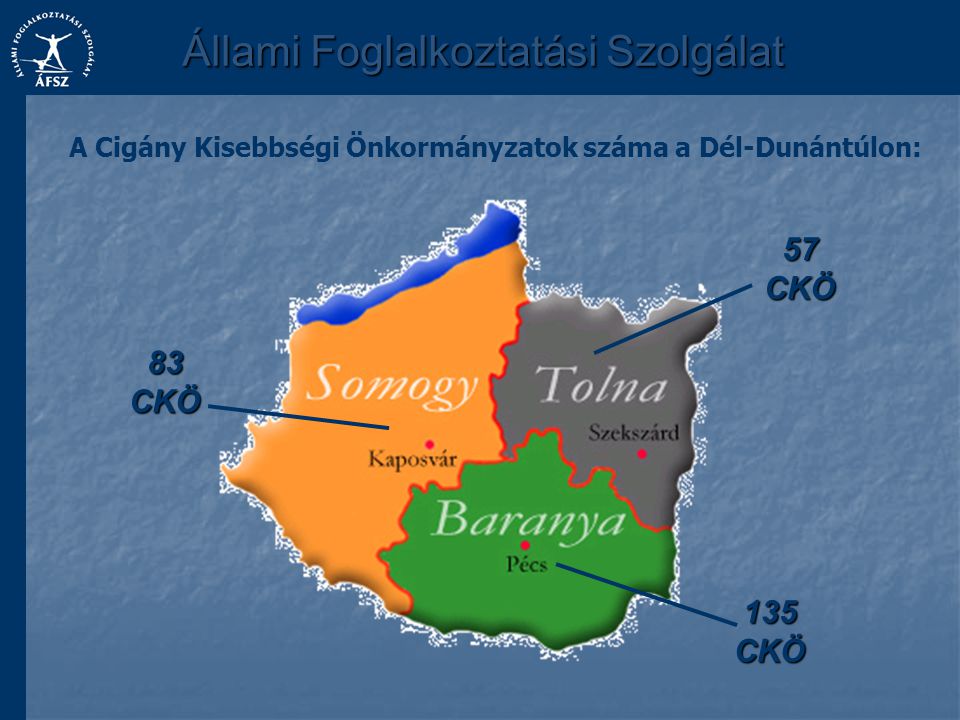 A Cigány Kisebbségi Önkormányzatok száma a Dél-Dunántúlon: