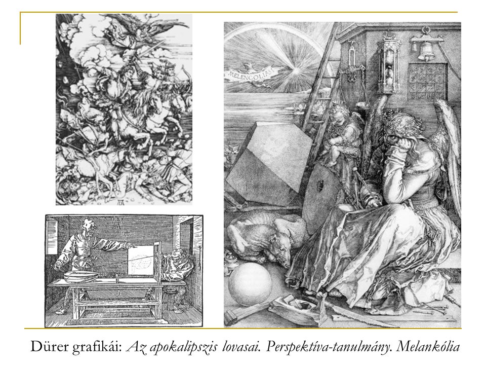 Dürer grafikái: Az apokalipszis lovasai. Perspektíva-tanulmány