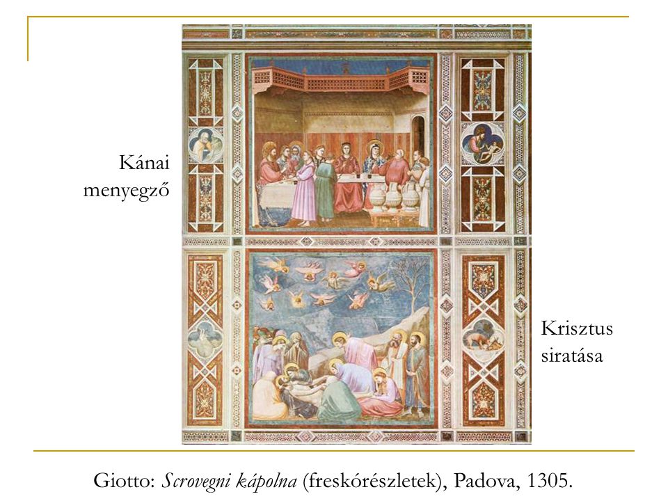 Giotto: Scrovegni kápolna (freskórészletek), Padova, 1305.