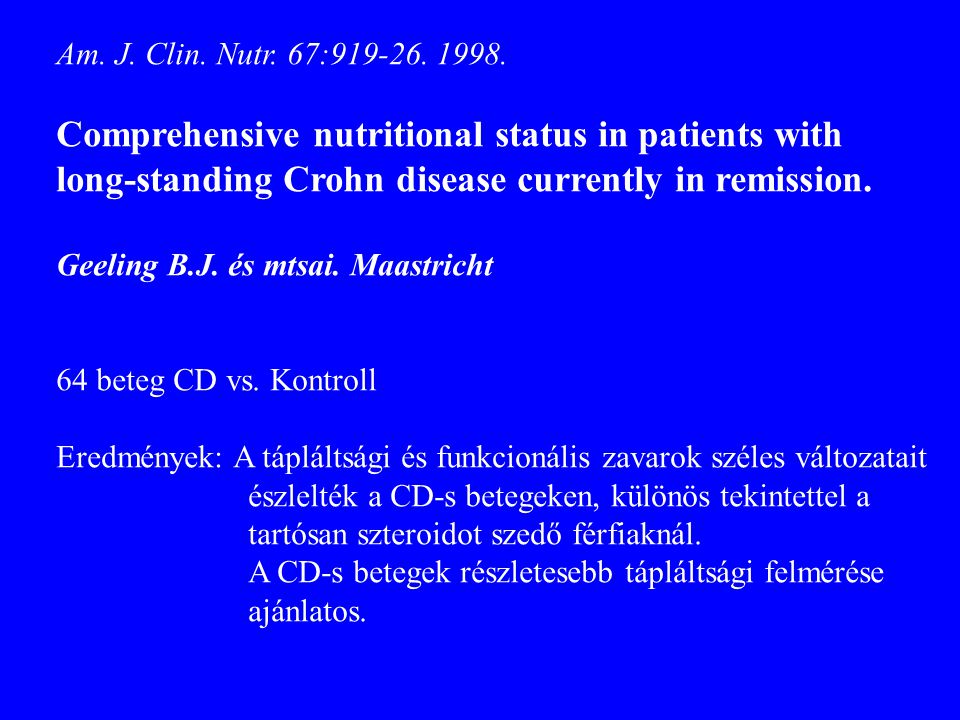 Comprehensive nutritional status in patients with