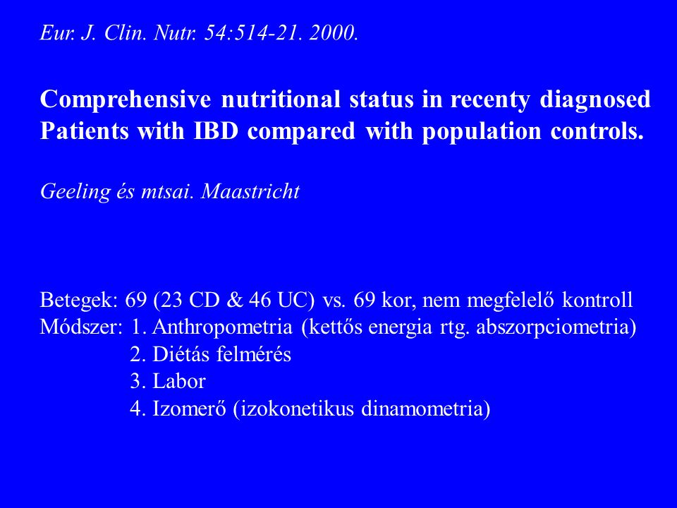 Comprehensive nutritional status in recenty diagnosed