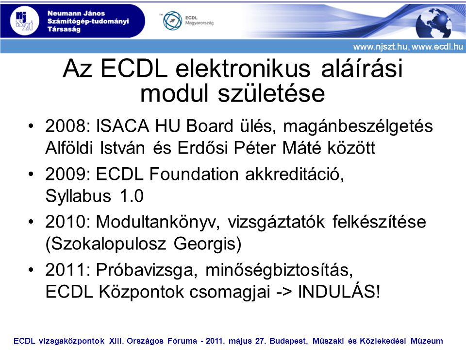 Az ECDL elektronikus aláírási modul születése