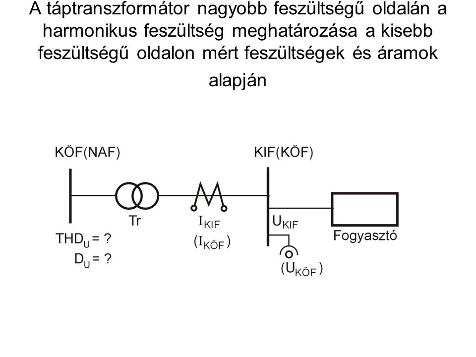 A táptranszformátor nagyobb feszültségű oldalán a harmonikus feszültség meghatározása a kisebb feszültségű oldalon mért feszültségek és áramok alapján
