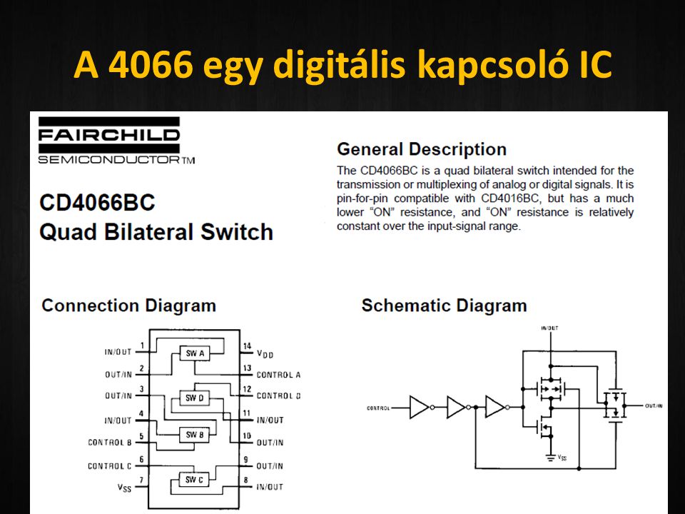 A 4066 egy digitális kapcsoló IC
