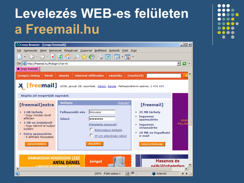 Levelezés WEB-es felületen a Fre .hu