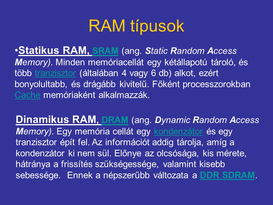 RAM típusok