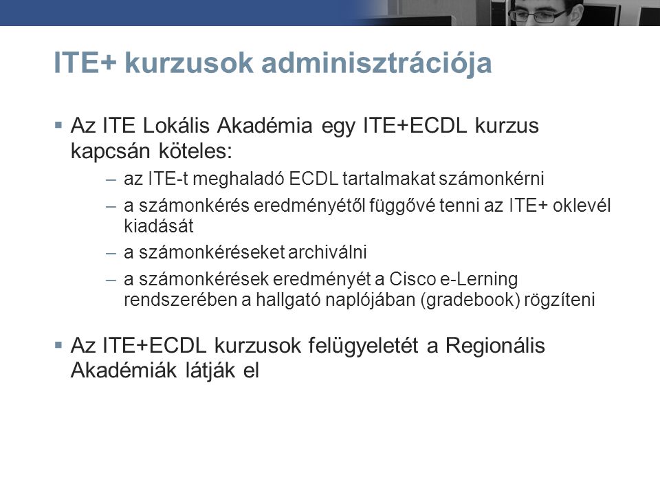 ITE+ kurzusok adminisztrációja