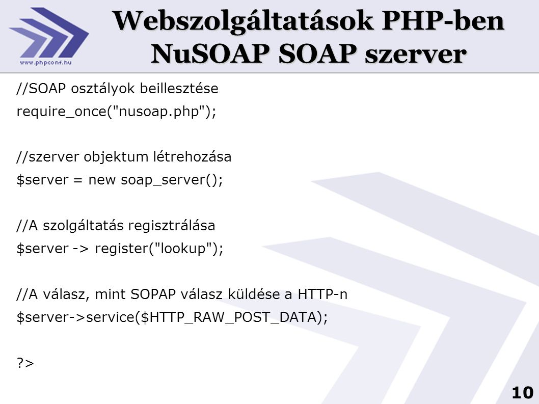 Webszolgáltatások PHP-ben NuSOAP SOAP szerver