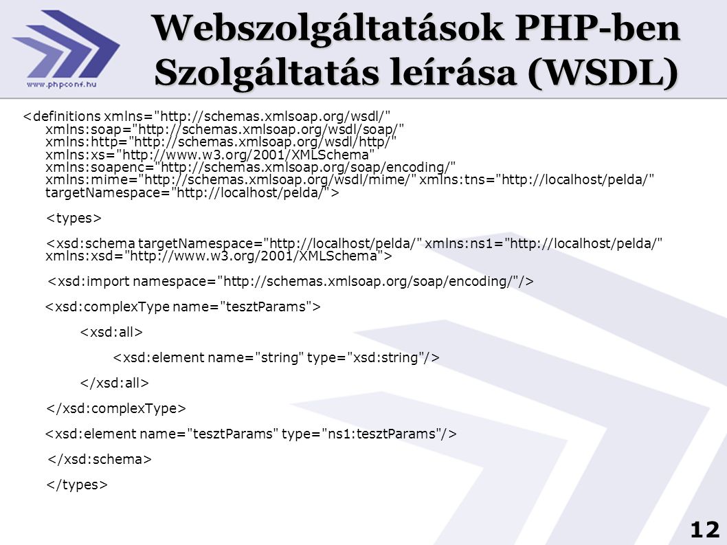 Webszolgáltatások PHP-ben Szolgáltatás leírása (WSDL)