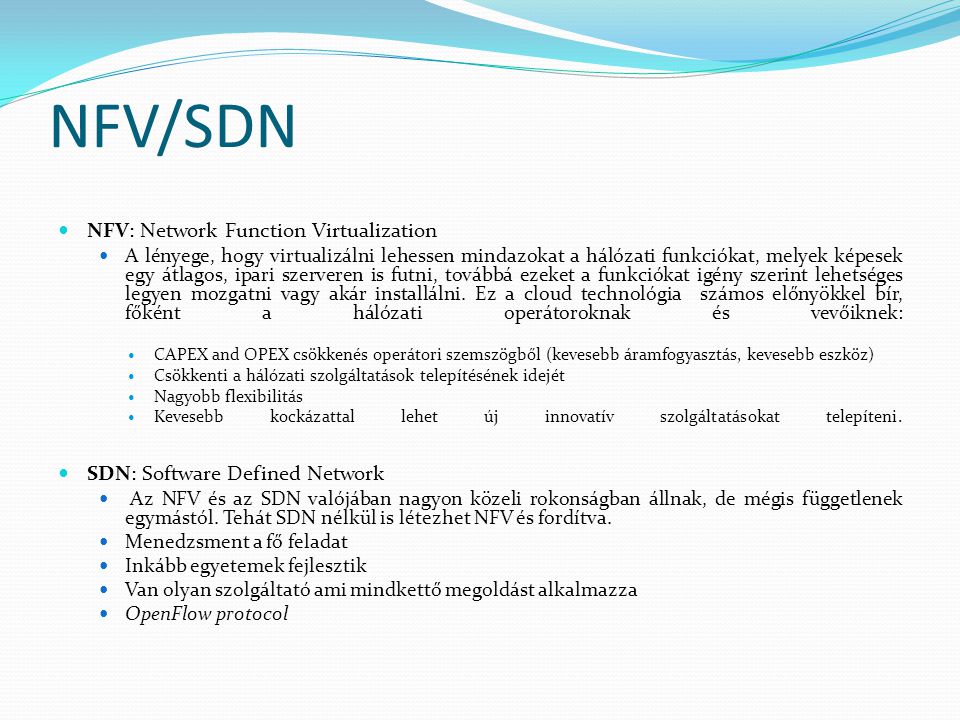 NFV/SDN NFV: Network Function Virtualization