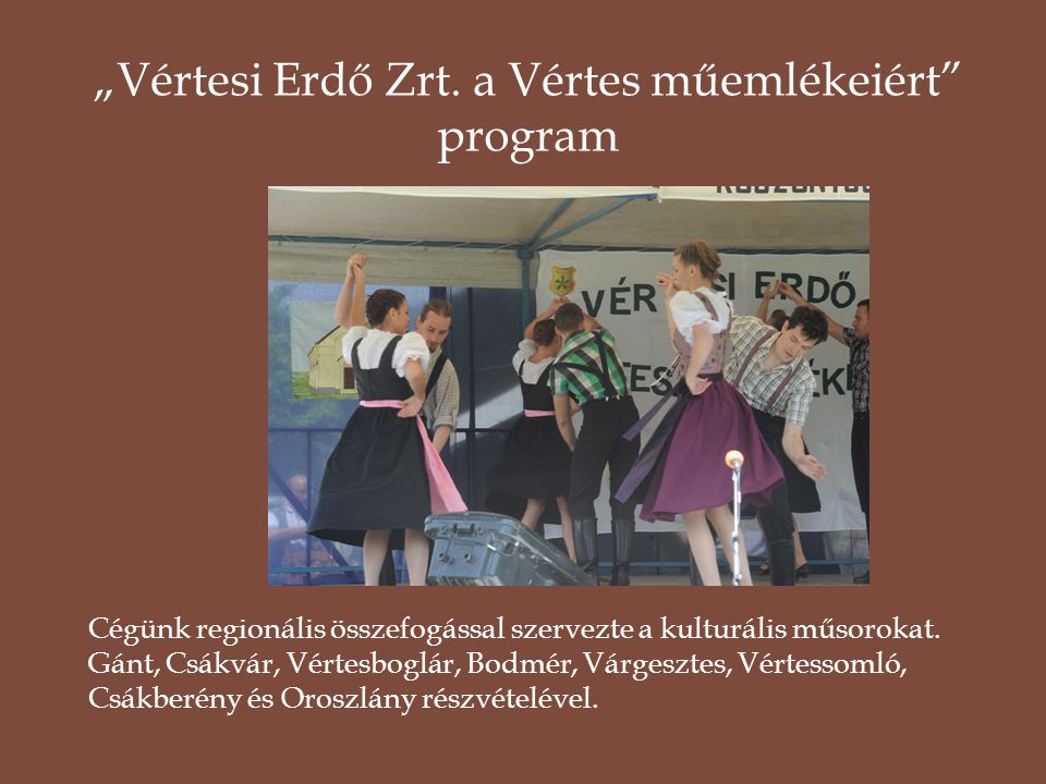 „Vértesi Erdő Zrt. a Vértes műemlékeiért program