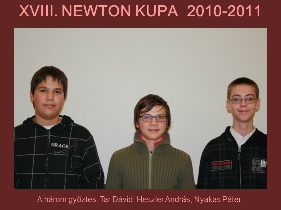 A három győztes: Tar Dávid, Heszler András, Nyakas Péter