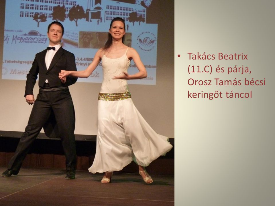 Takács Beatrix (11.C) és párja, Orosz Tamás bécsi keringőt táncol