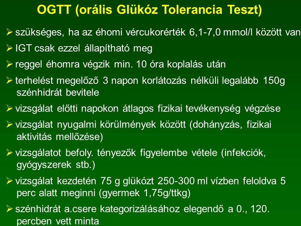 OGTT (orális Glükóz Tolerancia Teszt)