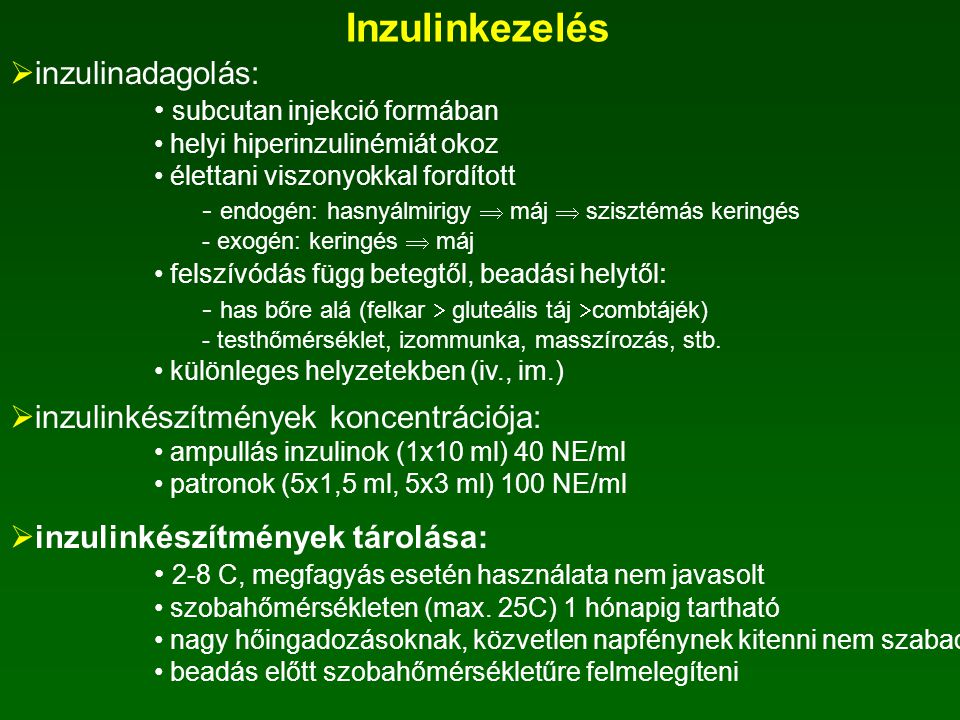 Inzulinkezelés inzulinadagolás: inzulinkészítmények koncentrációja: