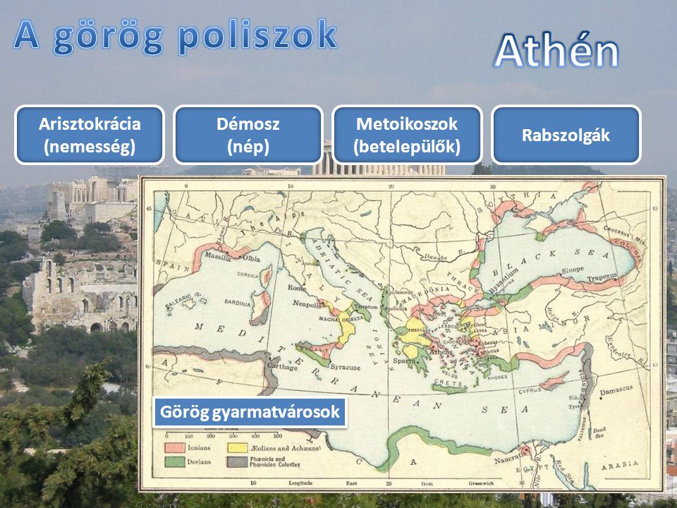 Athén A görög poliszok Arisztokrácia (nemesség) Démosz (nép)