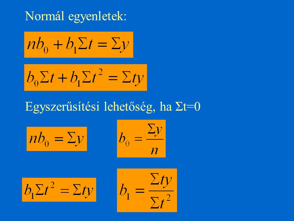 Normál egyenletek: Egyszerűsítési lehetőség, ha Σt=0