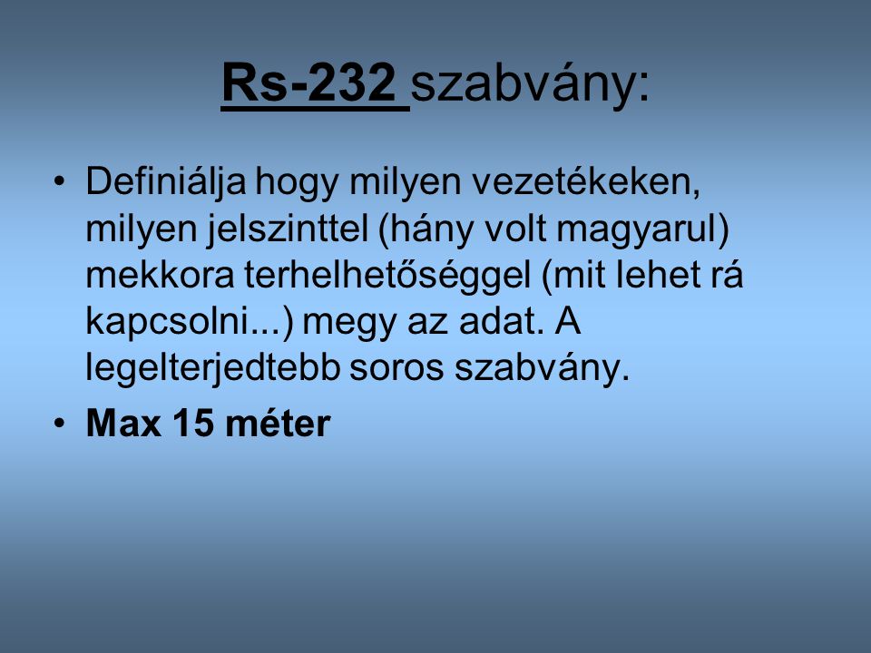 Rs-232 szabvány: