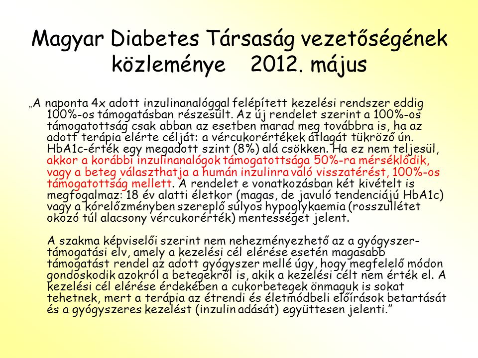 Magyar Diabetes Társaság vezetőségének közleménye május