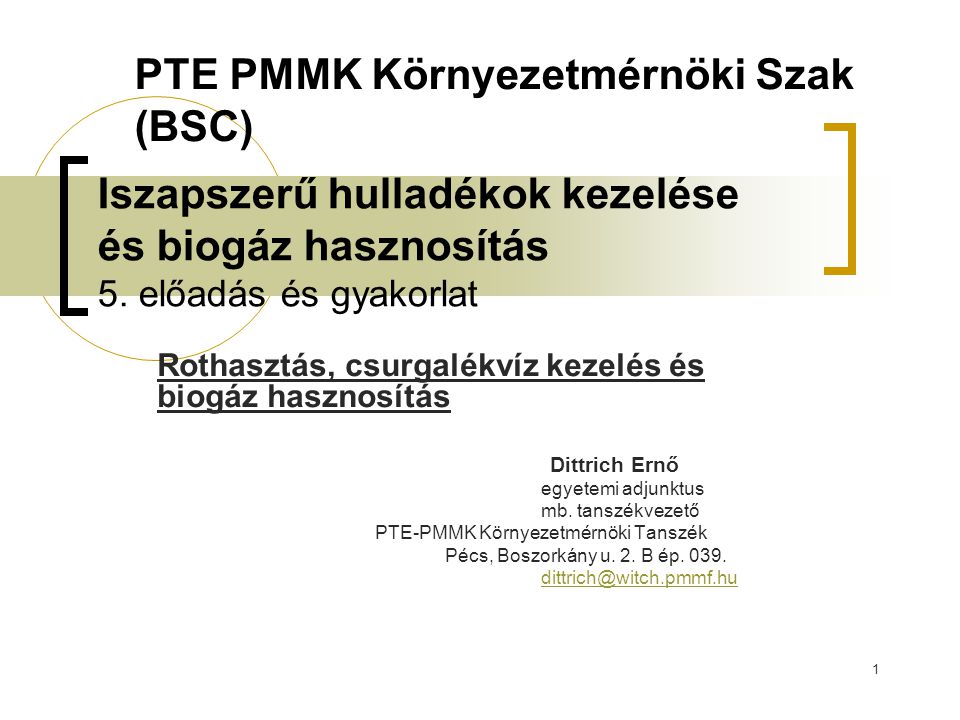 PTE PMMK Környezetmérnöki Szak (BSC)