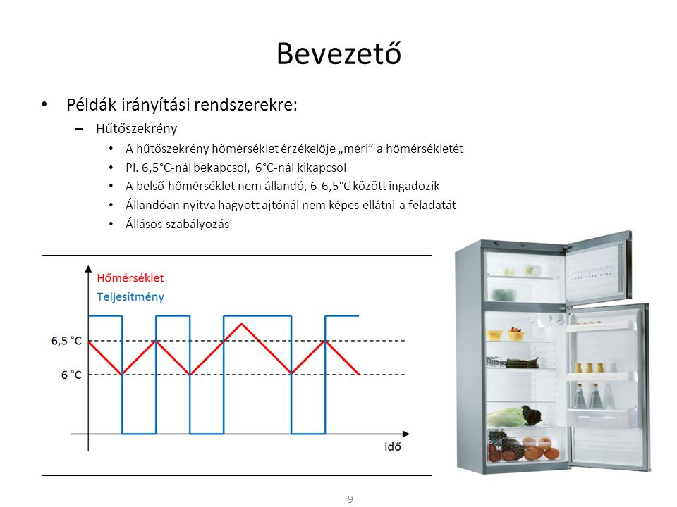 Bevezető Példák irányítási rendszerekre: Hűtőszekrény