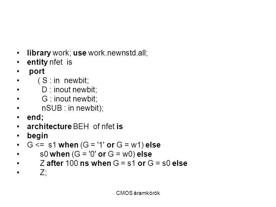library work; use work.newnstd.all; entity nfet is port