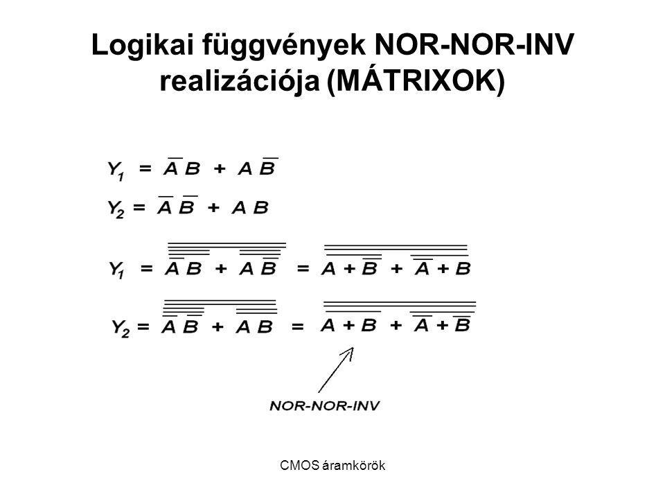 Logikai függvények NOR-NOR-INV realizációja (MÁTRIXOK)
