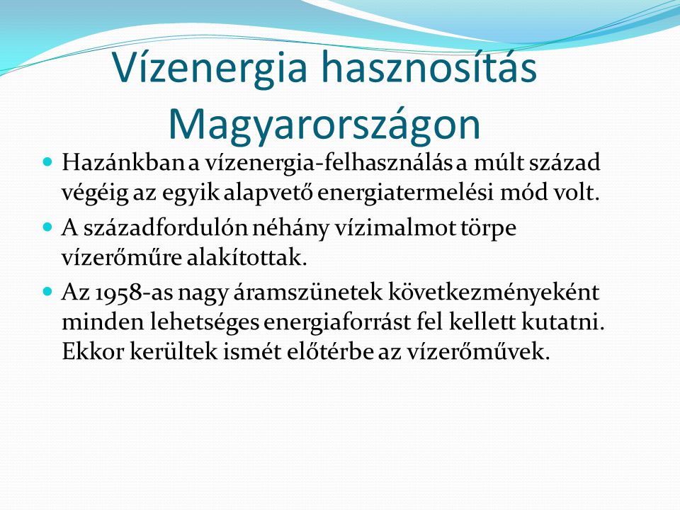 Vízenergia hasznosítás Magyarországon