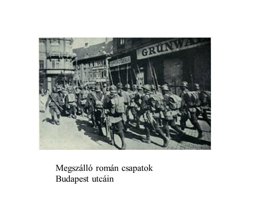 Megszálló román csapatok Budapest utcáin